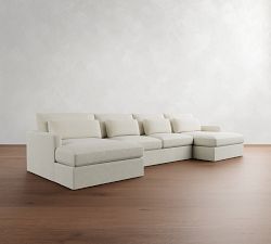 Westwood Slim Arm Deep Seat Slipcovered Double Chaise Sectional (180")