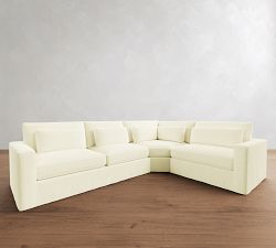 Westwood Square Arm Deep Seat Slipcovered 3-Piece Wedge Sectional (133")