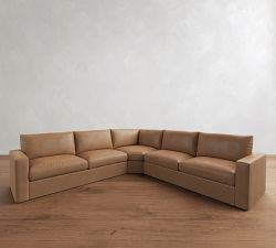 Westwood Square Arm Leather 3-Piece L-Shaped Wedge Sectional (128")