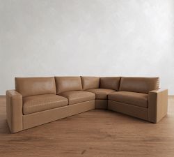 Westwood Square Arm Leather 3-Piece Wedge Sectional (128")
