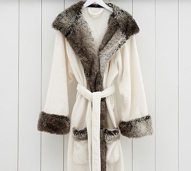 fur lined dressing gown Womens Ladies Teddy Fleece Lined Dressing Gown Fluffy Snuggle Soft Warm Robe