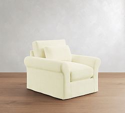 PB Comfort Modern Roll Arm Deep Seat Slipcovered Chair