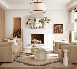 Powell Leather &amp; Linen Drum Pendant (24")