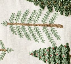 Tree Grove Embroidered Cotton Table Runner