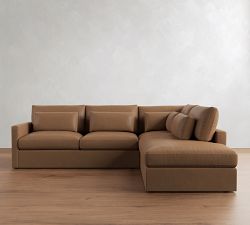 Westwood Slim Arm Deep Seat Leather Return Bumper Sectional (119"-131")