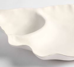 Oyster Stoneware Chip &amp; Dip Server