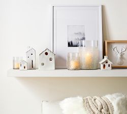 Icy Textured Handcrafted Glass Hurricane Candle Holder