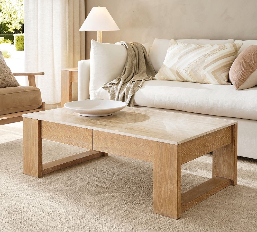 Travertine Rectangular Coffee Table (48") by Pottery Barn