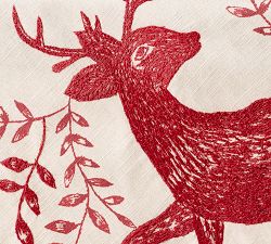 Fair Isle Deer Cotton Embroidered Table Throw