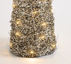 Lit Gold Glitter Cone Trees