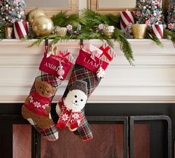 Plaid Teddy Icon Stocking