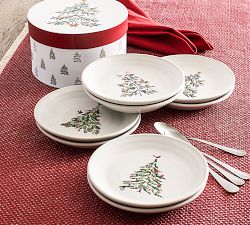 Christmas in the Country Stoneware Appetizer Plates - Set of 8