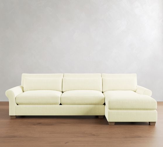 PB Comfort Modern Roll Arm Deep Seat Chaise Sectional (105"-131") by Pottery Barn