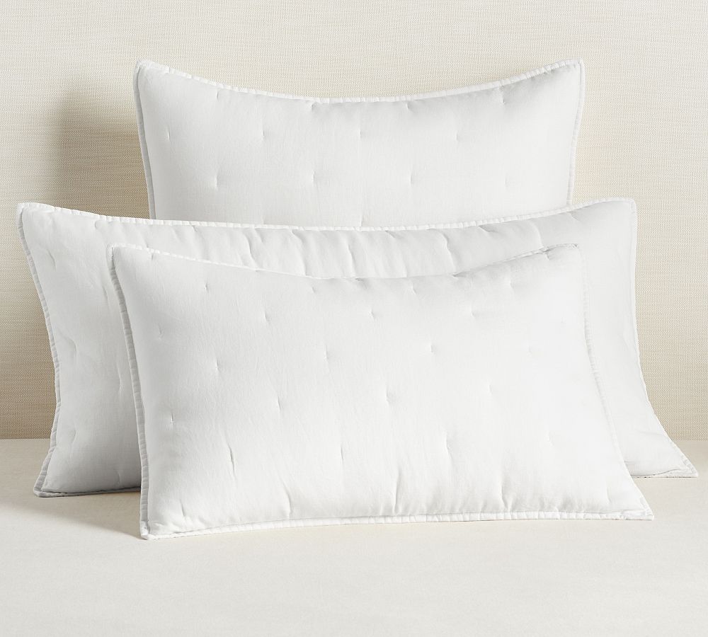 Belgian Flax Linen Tufted Quilted Sham by Pottery Barn