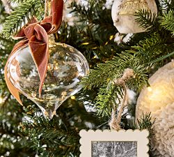 Gold Dotted Glass Ornament with Bow