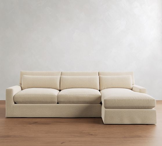 PB Comfort Modern Deep Square Arm Slipcovered Chaise Sectional (100"-126") by Pottery Barn