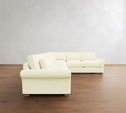 PB Comfort Modern Roll Arm Deep Seat 3-Piece L-Shaped Sectional (112")