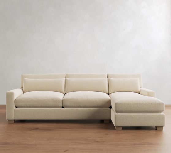 PB Comfort Modern Square Arm Deep Seat Chaise Sectional (100"-126") by Pottery Barn