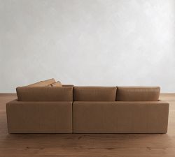 Westwood Slim Arm Deep Seat Leather 3-Piece Wedge Sectional (130")