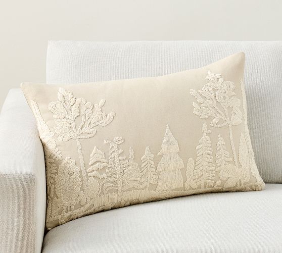 Frosted Forest Embroidered Lumbar Pillow