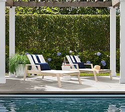 Indio Eucalyptus &amp; Mesh Stackable Outdoor Single Chaise Lounge, Set of 2