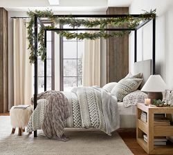 Lit Faux Eucalyptus and Pine Wreath &amp; Garland