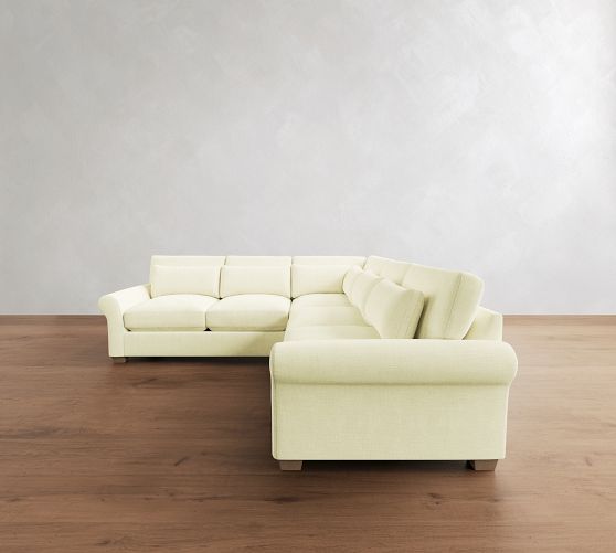 PB Comfort Modern Roll Arm Deep Seat 3-Piece L-Shaped Sectional (112") by Pottery Barn