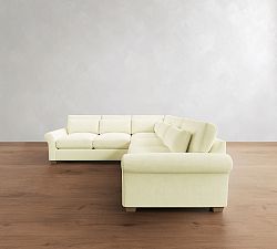 PB Comfort Modern Roll Arm Deep Seat 3-Piece L-Shaped Sectional (112")