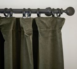 Custom Velvet Twill Blackout Curtain - Moss