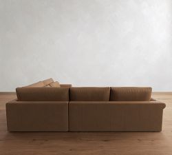 Westwood Roll Arm Deep Seat Leather 3-Piece Wedge Sectional (136")