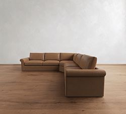 Westwood Roll Arm Leather 3-Piece L-Shaped Wedge Sectional (131")