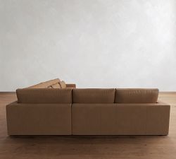 Westwood Square Arm Deep Seat Leather 3-Piece L-Shaped Wedge Sectional (133")