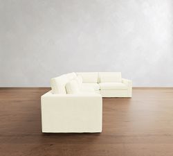 Westwood Square Arm Deep Seat Slipcovered 3-Piece Wedge Sectional (133")