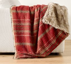 Woodrow Plaid Faux Fur Throw
