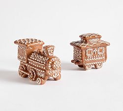 Gingerbread Train Stoneware Salt &amp; Pepper Shakers