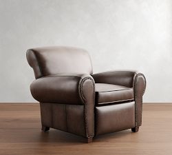 Manhattan Roll Arm Leather Recliner