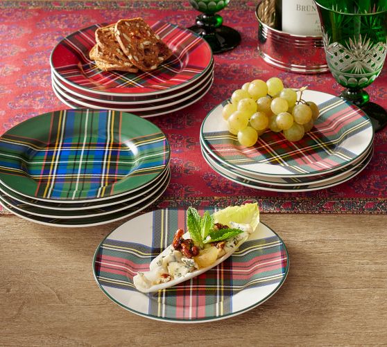 Stewart Plaid Appetizer Plates - Set of 12 by Pottery Barn