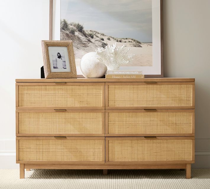 cane dresser Westly 6-Drawer (60