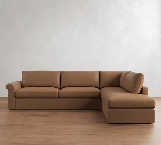 Westwood Roll Arm Leather Return Bumper Sectional (120"-132") by Pottery Barn