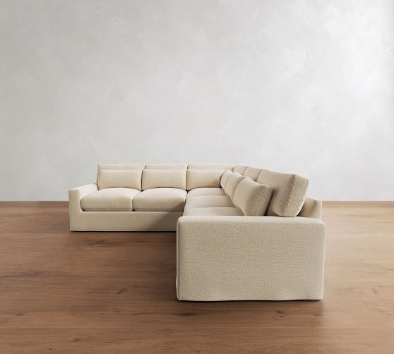 PB Comfort Modern Deep Square Arm Slipcovered 3-Piece L-Shaped Sectional (110") by Pottery Barn