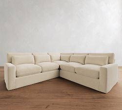 PB Comfort Modern Deep Square Arm Slipcovered 3-Piece L-Shaped Sectional (110")