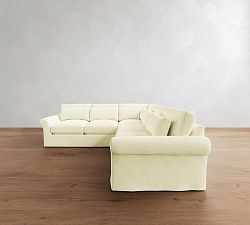 PB Comfort Modern Roll Arm Deep Seat Slipcovered 3-Piece L-Shaped Sectional (112")