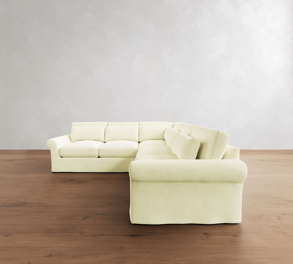 PB Comfort Modern Roll Arm Deep Seat Slipcovered 3-Piece L-Shaped Sectional (112") by Pottery Barn