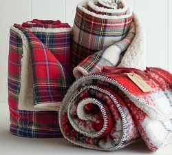 Stewart Plaid with Sherpa Back Throw