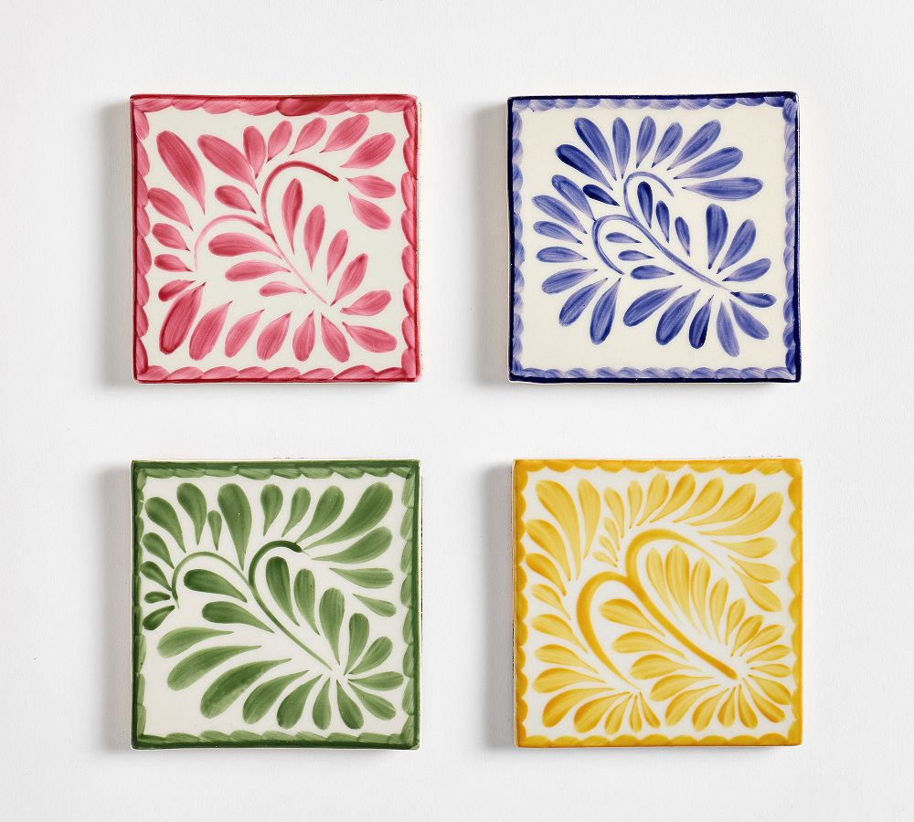 Puebla Porcelain Coasters - Mixed Set of 4 - Mixed Set of 4 - Multi