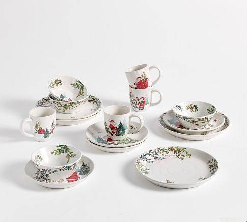 Christmas in the Country 16-Piece Stoneware Dinnerware Set