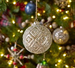 Silver and Gold Textured Glitter Ornament