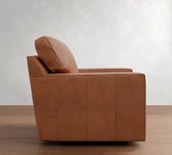 Buchanan Square Arm Leather Swivel Chair