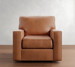 Buchanan Square Arm Leather Swivel Chair