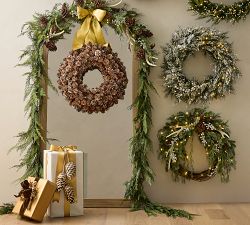Faux Lit Rustic Glam Wreath &amp; Garland